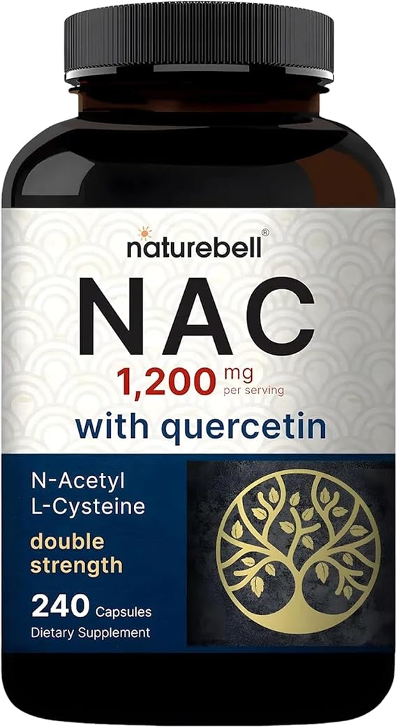 NatureBell NAC 1,200mg with Quercetin, 240 Capsules | N-Acetyl Cysteine, Antioxidant Supplement for Cellular Health, Supports Liver, Lung & Immune Function*, 3rd Party Tested