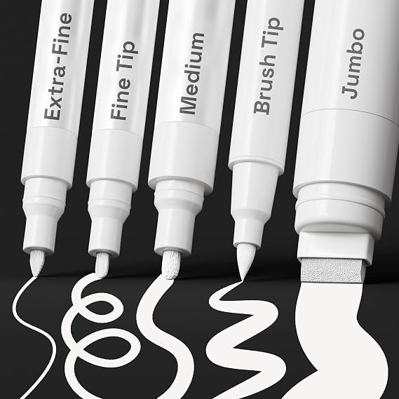 ARTISTRO White Paint Pens - Various Tips - Set of 5