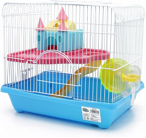 BPS BPS-1341 Hamster Cage with Ladder Drinker Exercise Wheel and House High Quality Multi-Colour Candy Colors Random Colour XL 35 x 26 x 31 cm