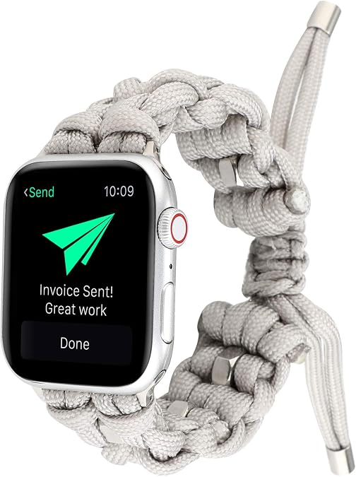 Outdoor Paracord Watch Band for Apple Watch 49mm 45mm 44mm 42mm, Handcrafted Braided Paracord Sport Strap Bracelet Wrist Band with Hex Nuts and Adjustable Drawstring Clasp Compatible for Apple Watch Series 8 7 SE 6 5 4 3 2 1/Ultra (Not fit for iWatch 41mm/40mm/38mm)