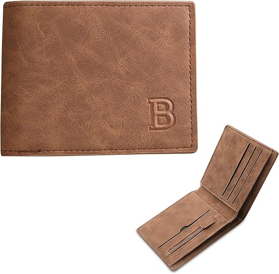 1 PCS Mens Wallet Leather Wallets for Men Minimalist Slim Mens Wallet with 6 Card Slots, 1 Banknote Compartments, 1 Coin Pocket, Bifold Wallets for Work Business or Travel Minimalist Purses (Brown)