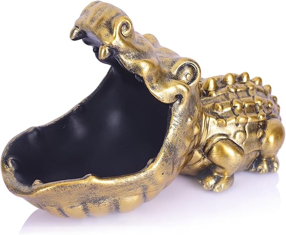 Alligator Gold Candy Dish, Statue Key Bowl - Fun Animal Decorative Bowl for Entryway or Office Desk