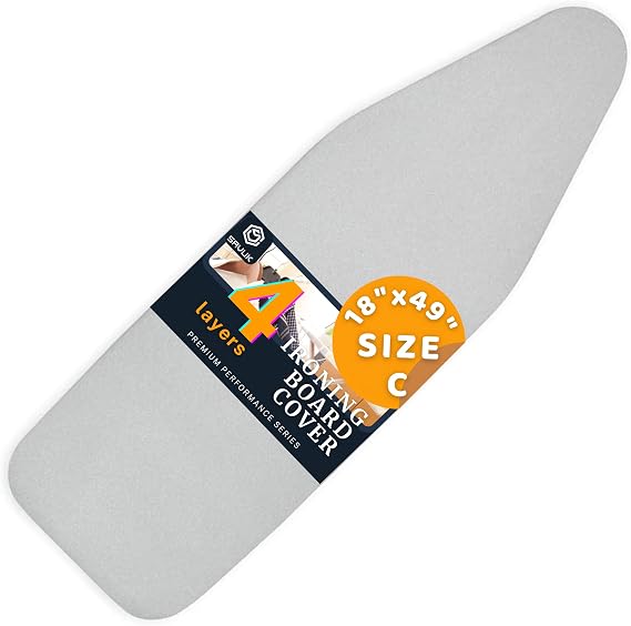 Savuk 4 Layer Ironing Board Cover, Ironing Board Cover, Ironing Board Cloth, Silicone Coated Heat Resistant 55x135 cm Gray Color