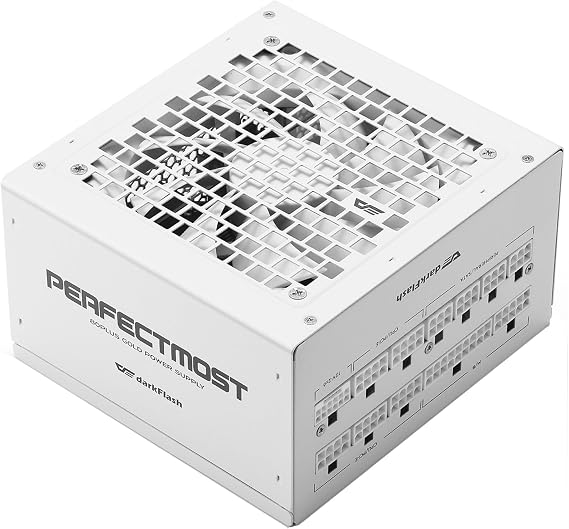 darkFlash PMT Fully Modular Power Supply ATX 3.1& PCIe 5.1 Ready, 2 x 12VHPWR Cable Included, 100% Japanese 105C Capacitors, 80 Plus Gold Gaming PSU (80+ Gold (ATX 3.1) WT, 750 Watts)
