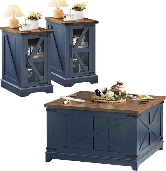 Joaxswe Farmhouse Coffee Table Set of 3, NightStands and Coffee Tables