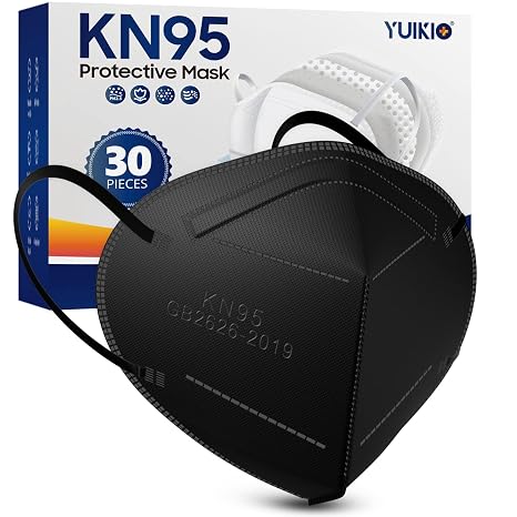 KN95 Face Masks for Adults: 30 Pack 5-Layer Disposable Masks, Black