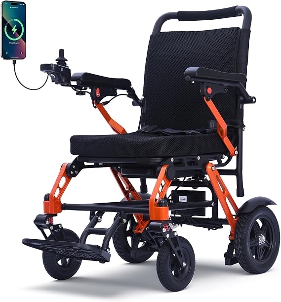 Ultra Lightweight Electric Wheelchair for Adults, Compact Folding Powerchair Made from Magnesium Alloy, Weighing 18.3 kg, Suitable for Travel and Transit, Supplied and Airline Approved