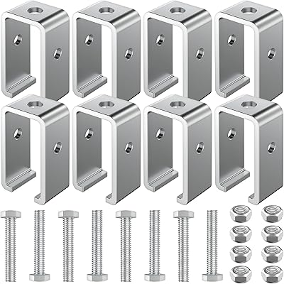 Channel Trolley Track Hanger Bracket Compatible for UNISTRUT Strut Channel,Heavy-Duty 1-58 Intermediate Support Hanger for All 1-58 Channel Trolley Track with Bolts and Nuts 8 Pack