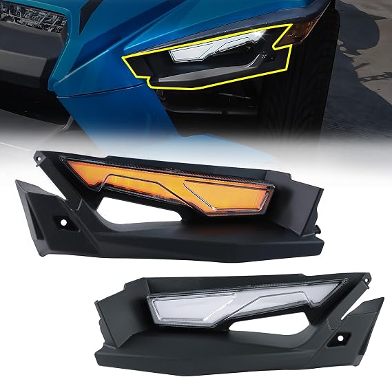Upper Accent Panel & LED Light Kit for Polaris Slingshot 2020-2024 | White DRL & Sequential Amber Turn Signal, ABS Exterior Trim Panel, OEM Replacement #5454400 #5454399 #2414077 #2414078