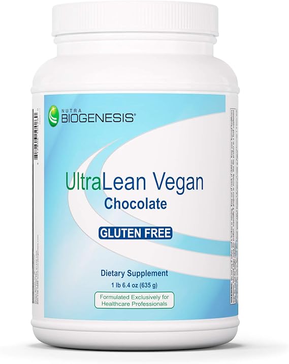 Nutra Biogenesis UltraLean Vegan Chocolate Protein Powder, 1 lb 6.4 oz | Plant Based Protein Powder for Men & Women, Lactose Free Pea Protein for Muscle Support with Micronutrients & Vitamins