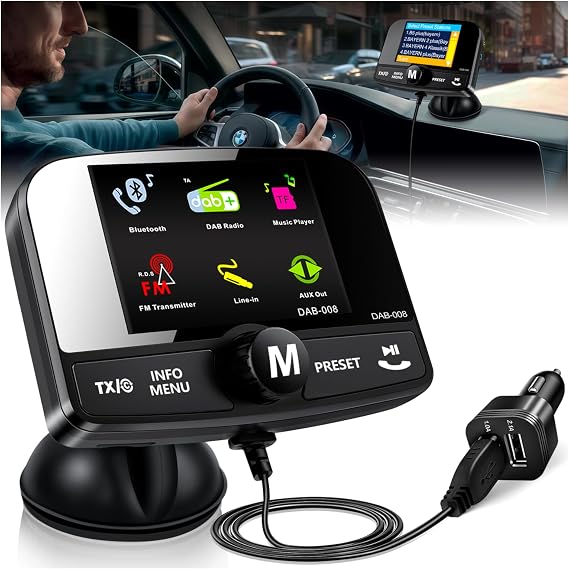 DAB Adaptor for Car Radio DAB Adaptor Stereo System with 6.1 cm Colourful