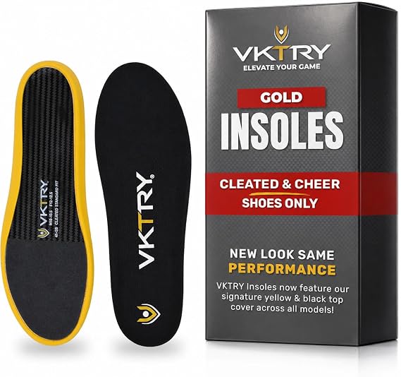 VKTRY Gold Sport Insoles for Cleated Shoes - Carbon Fiber Insole
