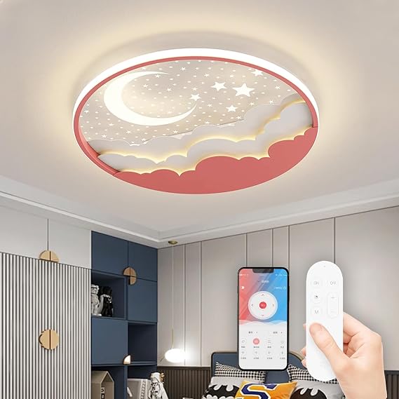 LED Ceiling Light for Kids Room, Creative Cartoon Ceiling Light with Remote Control [Energy Class B]