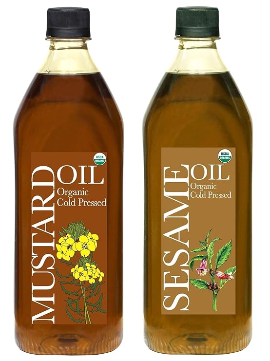 DAANA Mustard Oil and Sesame Oil: CERTIFIED USDA ORGANIC, EXTRA VIRGIN, COLD PRESSED