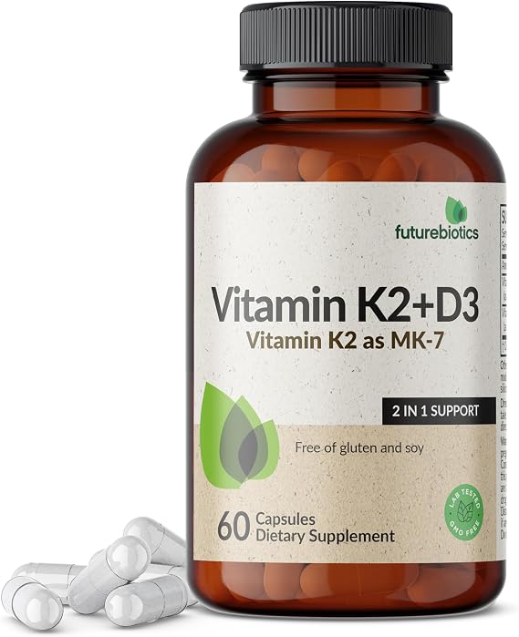 Futurebiotics Vitamin K2 MK-7 90 mcg + D3 5000 IU, 60 Vegetarian Capsules