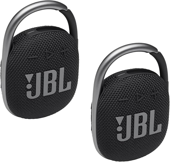 JBL 2 Pack Clip 4 Waterproof Wireless Audio Bluetooth Speaker Bundle (Black)