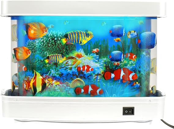 Artificial Fish Tank, Decorative Aquarium Night Light, Quiet Artificial Tropical Fish Tank, Realistic Baby Aquarium Toy for Home Office Decor, Gifts for Kids and Cat