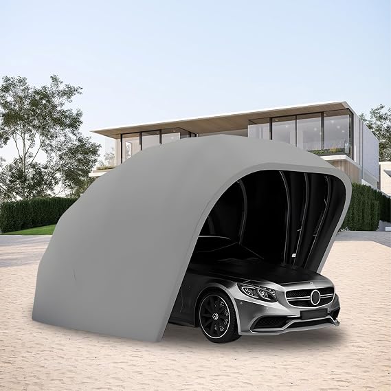 Stainless Steel Carport, Heavy Duty Mobile Carport, Foldable Retractable Car Awning, Semi-Automatic Durable Shelter, All-Weather Weatherproof RV Cover, for Home Garage,Grey,5.5*2.5*2.3m