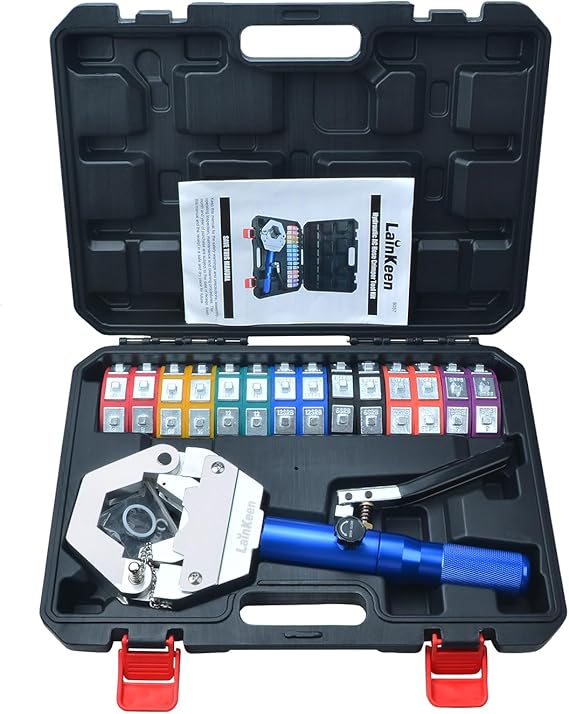 Hydraulic AC Hose Crimper Kit 71500 with Snap-On 7 Dies | Manual Handheld ac line crimping tool for AC Hose, Auto A/C Line Air Conditioning Repair Tool