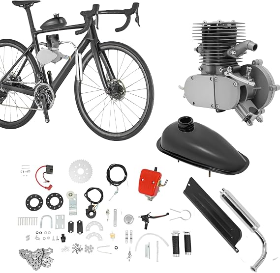 100cc Bicycle Engine Kit,2 Stroke Bicycle Motor Kit,Low Fuel Consumption Bike Engine Kit,Air Cooling Motorized Bicycle Kit Super Fuel-Efficient Modified Full Set,for Most 26-Inch Or 28-Inch Bicycles