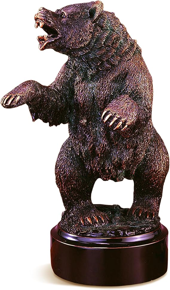 Growling Bear Statue -Bronze Finished Bear Sculpture