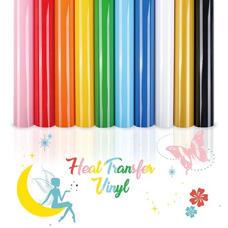 INK LAB Heat Transfer Vinyl 10 Sheets Iron on Vinyl Sheets for Fabric 30.5x 21cm Transfer Plotter Film Textile for Ironing on T-Shirt Fabrics Bags Textiles DIY