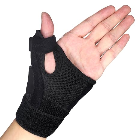 Thumb Support for Left or Right Hand Adjustable Thumb Splint for Arthritis Pain And Support Wrist and Thumb Brace for Arthritis, Tendonitis, Carpal Tunnel Pain Relief and Thumb Sprain (Black)