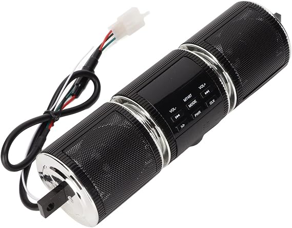 Septpenta Waterproof Bluetooth Motorcycle Stereo Speakers, Built in Installation Tool, Plug and Play, 10M Connections Distance, DC 12V Audio Sound System for 7/8 to 1.25 in Handlebars(Black)
