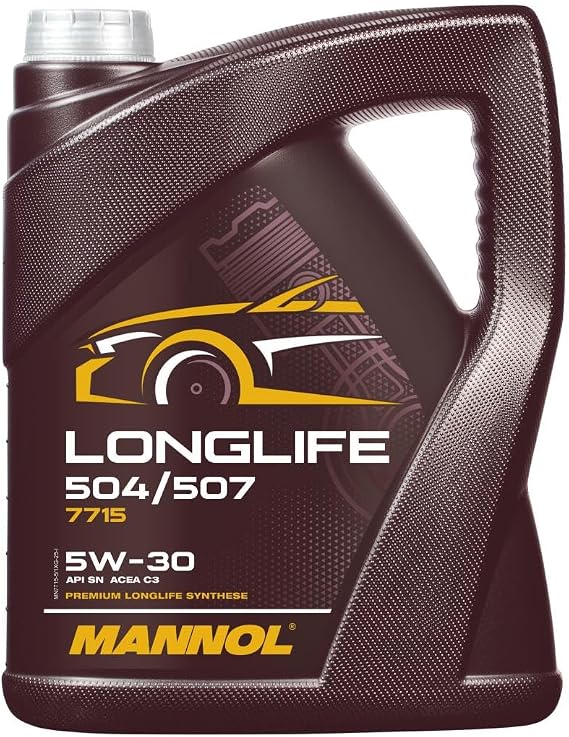 MANNOL 7715 Longlife Motoröl 5W-30 504/507 synthetisch ACEA C3 5L Für Benzin- und Dieselmotoren mit Pumpe-Düse erfüllt API SN MB 229.51 VW 504 00/507 00 BMW Longlife-04 Porsche C30