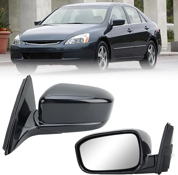 Left Driver Side Mirror Compatible with Honda Accord 2003 2004 2005 2006 2007 Non-Heated Manual Folding Power Glass Door Mirrors Paintable Black Partslink #HO1320152