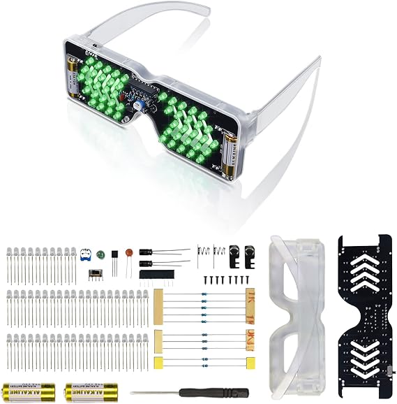 MiOYOOW LED Light Up Glasses Soldering Practice Kit with Battery for School