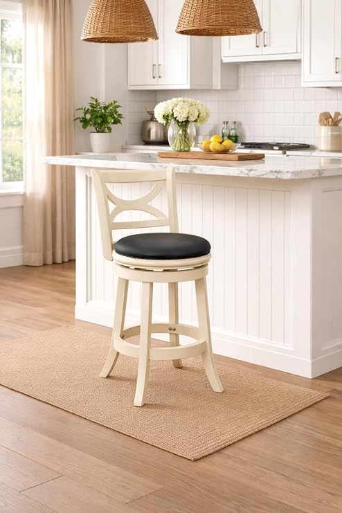 Boraam Florence Swivel Counter Stool - Distressed Buttermilk