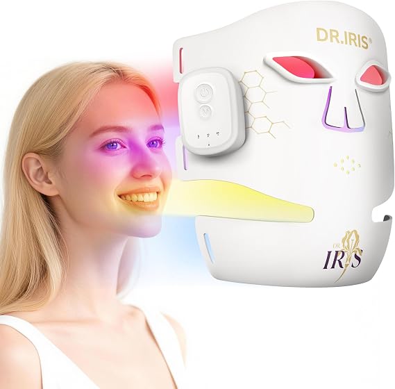 Red Light Therapy Mask, FDA-Cleared Red Light Therapy for Face and Neck, Wireless 4-Mode Red Light Mask with Red, Blue, Yellow & 850nm NIR, LED Face Mask Light Therapy for Wrinkle & Acne Care