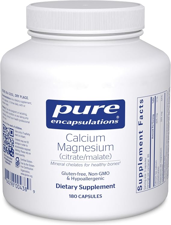 Pure Encapsulations Calcium Magnesium (Citrate/Malate), 180 Capsules