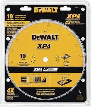 DEWALT Diamond Blade for Tile, Wet Cutting, 10-Inch x .060-Inch (DW4764)