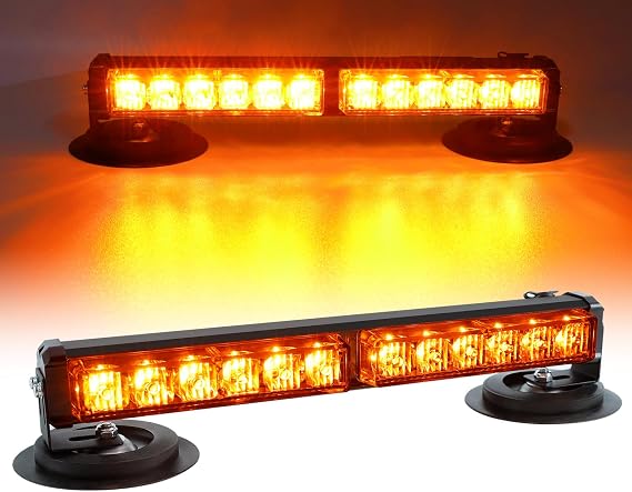 12.2'' Wireless Roof Top Strobe Beacon Lights,High Brightness Safety Warning LED Strobe Light Rechargeable Amber Car Roof Strobe Light Bar with 17 Flashing Modes for 12/24V Car Truck