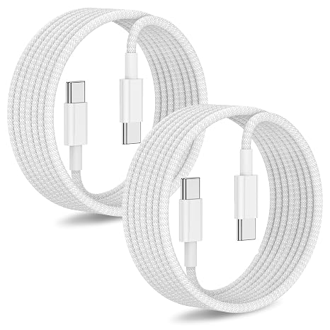 2Pack Type C to Type C Fast Charging Cord 3Metre for Apple iPhone 17/16/15 | USB-C to USB-C 3Metre Nylon Braided Charger Cable for iPhone17/16/MacBook/iPad Air/Mini/Pro/Samsung Galaxy S26/S25/S24/S23