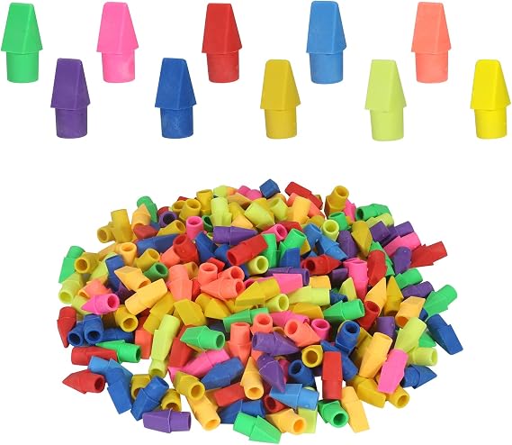 300 Pack Pencil Top Erasers Bulk 10 Colors and Cap Erasers for Pencils for Kids, Students