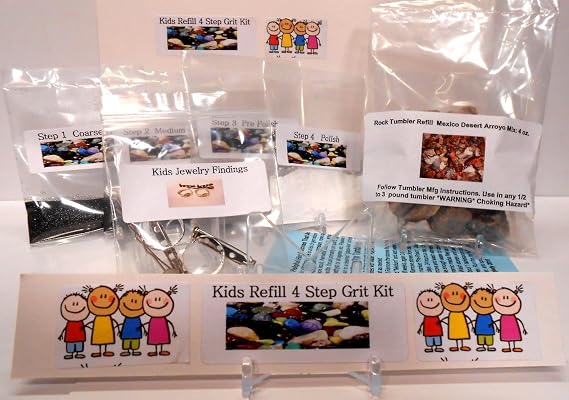 Rockhound's First Choice Kidz Gritz Kids Kidz Gritz Refill Rock Tumbler Grit Kit Polishes 1/2 lb of Rocks