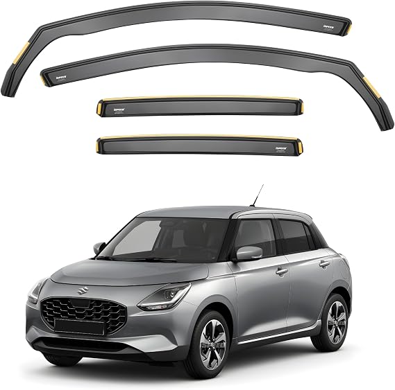 ISPEED Wind Deflectors For Suzuki Swift MK4 2023-2026 5-Door Hatchback 4pc Set | Keep Your Car Ventilated In Rain & Wind, Reduce Wind Turbulence, Easy Installation, Tinted, In-Channel Deflectors