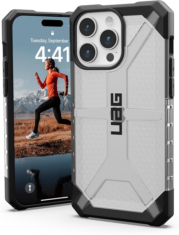 URBAN ARMOR GEAR UAG Case Compatible with iPhone 15 Pro Max Case 6.7" Plasma Ice Rugged Transparent Clear Military Grade Drop Tested Protective Cover