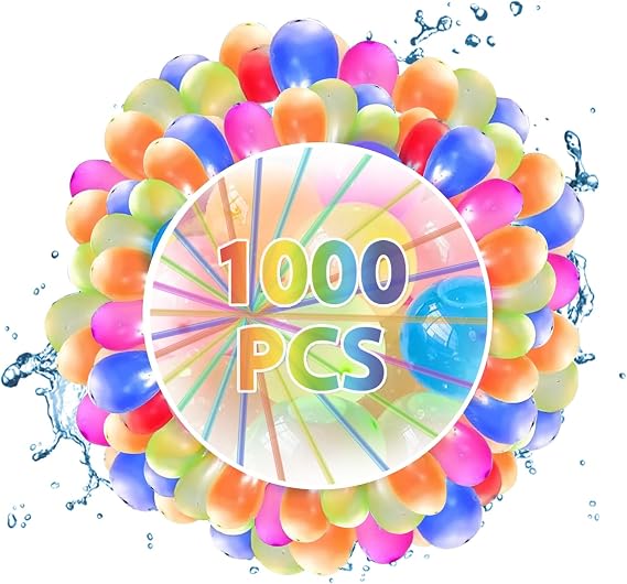 1000-Pack Water Balloons for Kids & Adults Easy Quick Fill, Self Sealing Balloons for Outdoor Water Bombs Fight, Summer Party, Garden Beach Games