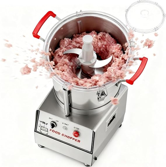 7L/10L/15L Commercial Food Processor,Meat Grinder,Electric Vegetable Chopper,Multi-Functional Food Processor with Stainless Steel Body & Blade,for Vegetables Fruits Grains Peanut Ginger 10L
