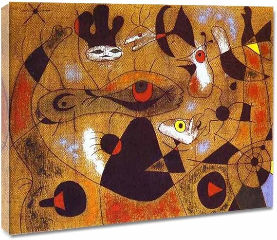 Joan MiroFalling from a Bird's WingFramed Canvas Paintings Wall Art Abstract Canvas Poster and Prints for Bedroom and Living Room Home Decor Ready to Hang(62x86cm-24x34inch-Framed)
