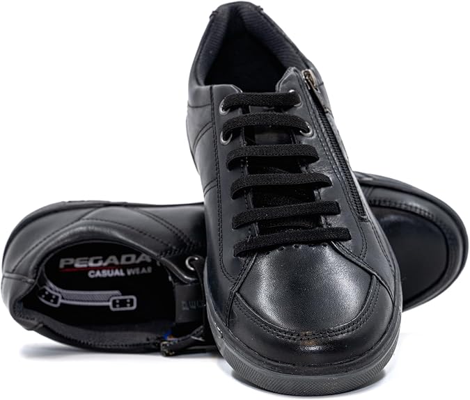 PEGADA Men's Genuine Leather Casual Sneakers, Low-Top with Memory Foam, Slip-On Athletic Shoes, Model 119313, Comfort Walking Shoes