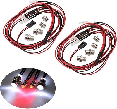 2 Pack RC Car 4 LED Light Kit, White Headlight Red Taillight for 112 110 18 RC Models Car Truck Lighting