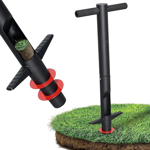 Bulb Planter & Sod Plugger - 34" Long Handle Grass Plugger Tool for Lawn Repair, Heavy Duty Garden Hole Digger with Easy Plug Release for Zoysia Plugs, Bare Spots, Tulip Planting,Turf Transplanting