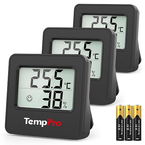 TempPro TP157 Indoor Thermometer, Baby Room Thermometer Hygrometer, 3Pieces | Humidity Meter&Temperature Humidity Sensor, Face Icon Comfort Indicator for Greenhouse Baby Room Office(Previously ThermoPro)