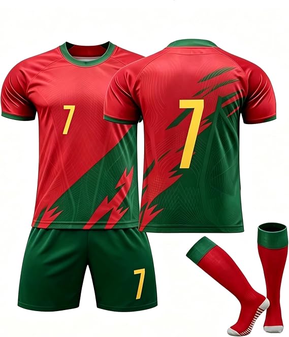 Kids Unisex Soccer Set, Football Jersey Shorts Socks For Youth Boys Girls