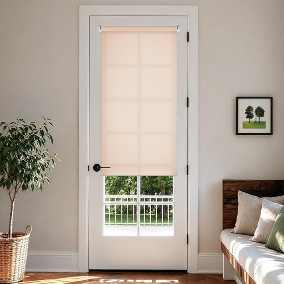 LazBlinds No Drill Cordless Roller Shades, Light Filtering, 20x72, Beige | No Tools Roller Blinds for Windows, Thermal Insulated UV Protection Roll Up Window Blinds and Shases